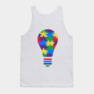 Puzzle Bulb Autism Awareness Gift for Birthday, Mother's Day, Thanksgiving, Christmas Tank Top